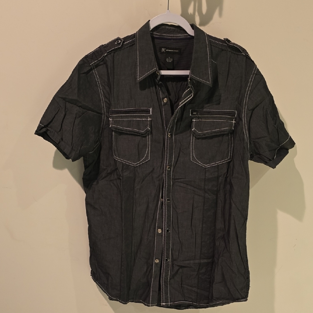 INC International Concepts Dark Gray Button Down Shirt
